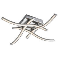 STROPNÉ LED SVIETIDLO, 47,5/47,5/9,5 cm - niklová, Konventionell, kov/plast (47,5/47,5/9,5cm) - Novel