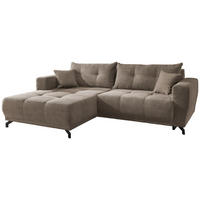 ECKSOFA in Cord Graubraun  - Graubraun/Schwarz, Modern, Holz/Textil (177/246cm) - MID.YOU