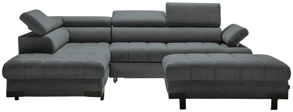 ECKSOFA in Webstoff Graphitfarben  - Schwarz/Graphitfarben, Design, Textil/Metall (223/263cm) - Welnova