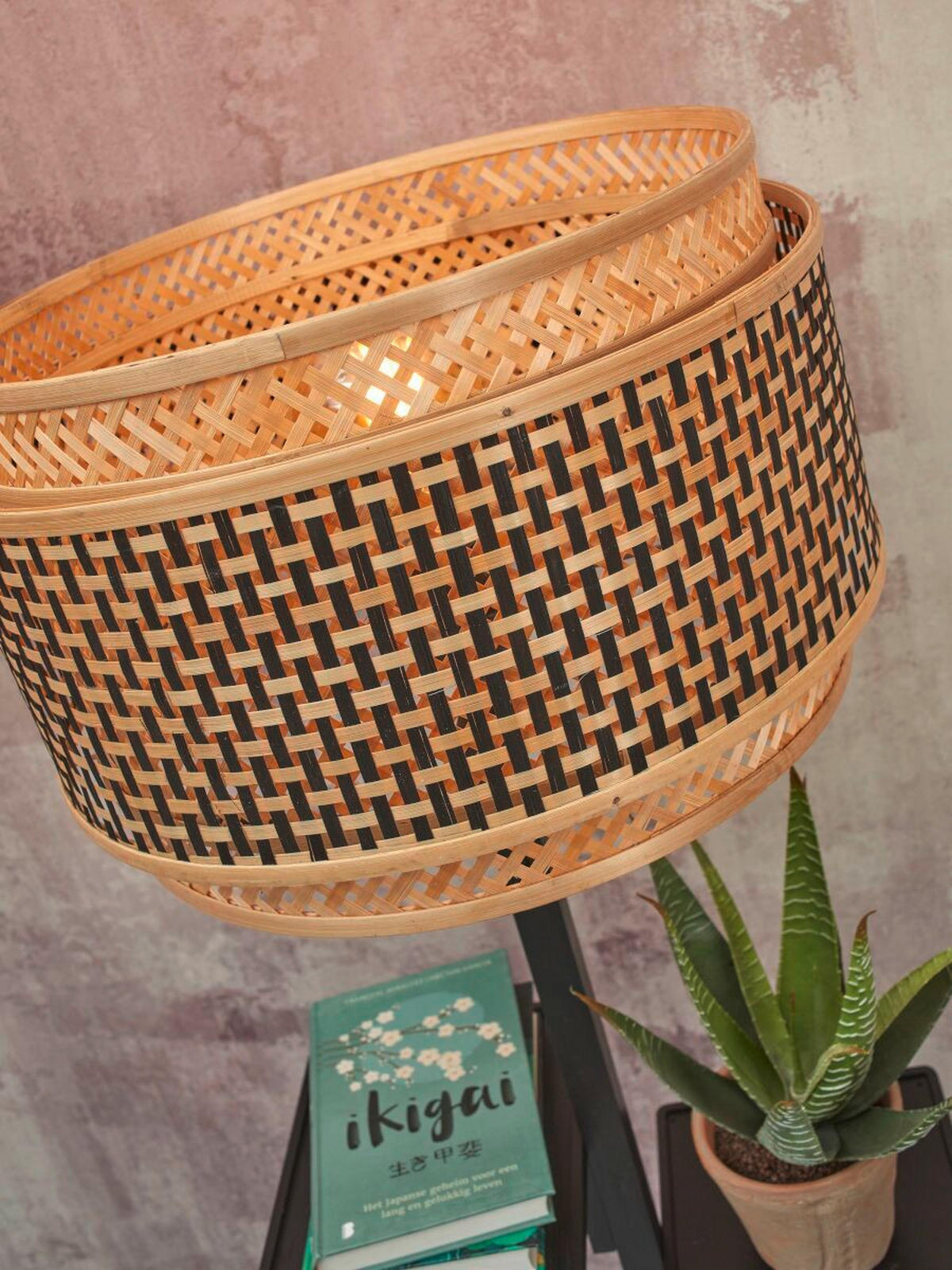 STOJACÍ LAMPA, 40/160 cm  - černá/přírodní barvy, Trend, dřevo (40/160cm) - Good & Mojo