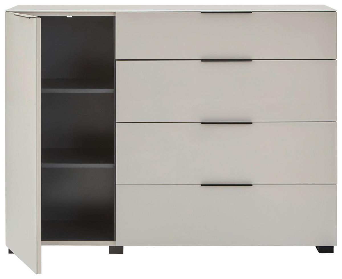SIDEBOARD  135/99/42 cm 4 Schublade(n)  - Kaschmir/Schwarz, Design, Glas/Holzwerkstoff (135/99/42cm) - Novel
