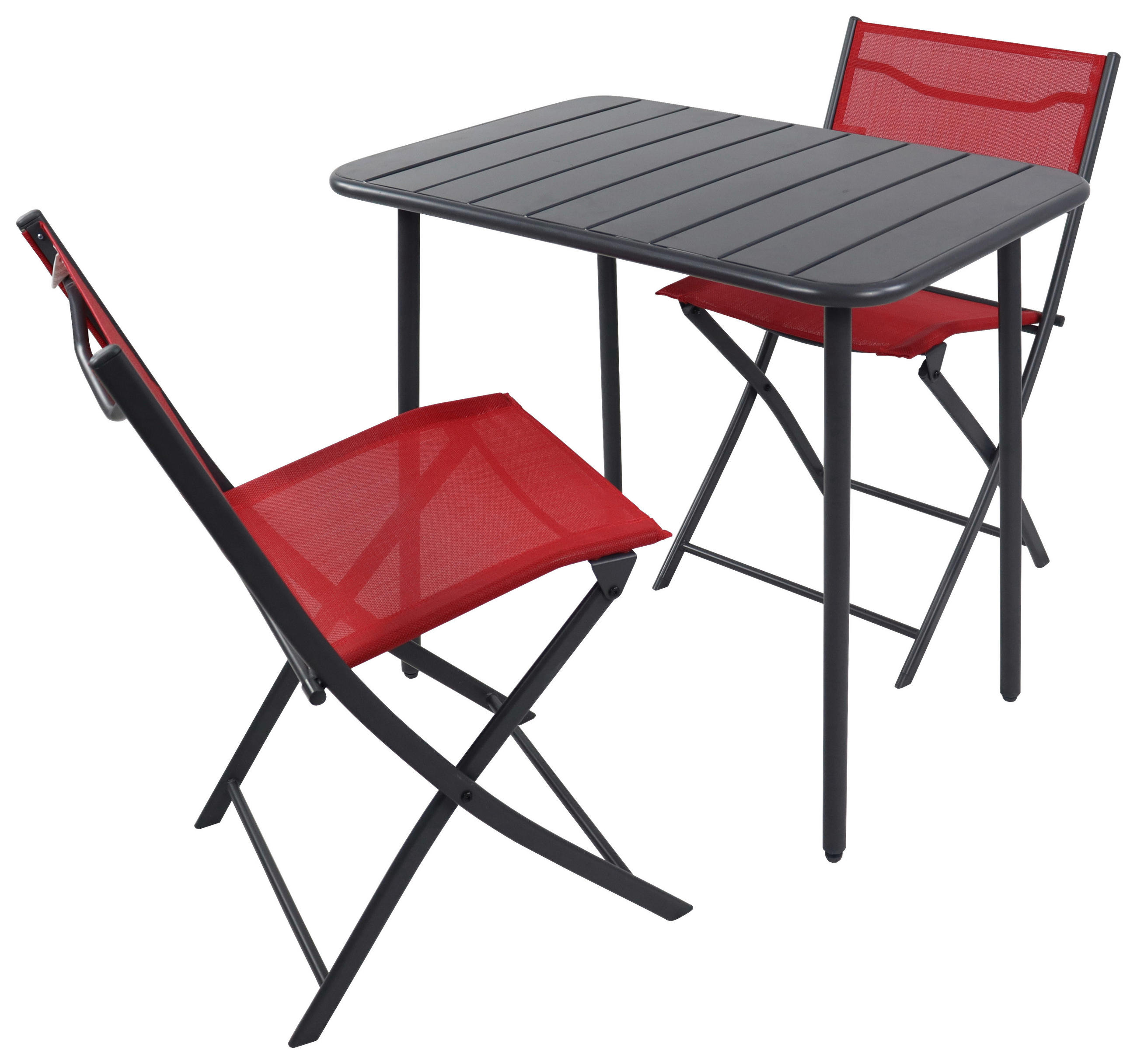 GARTENSET Struktur Stahl  - Rot/Schwarz, MODERN, Kunststoff/Textil - Ambia Garden