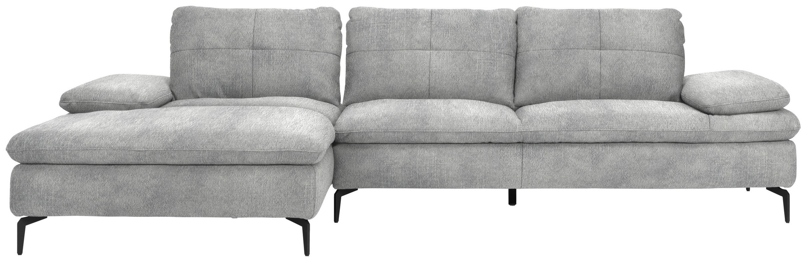 ECKSOFA in Velours Hellgrau  - Hellgrau/Schwarz, Design, Textil/Metall (179/301cm) - Chilliano