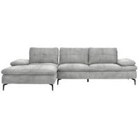 ECKSOFA in Velours Hellgrau  - Hellgrau/Schwarz, Design, Textil/Metall (179/301cm) - Chilliano