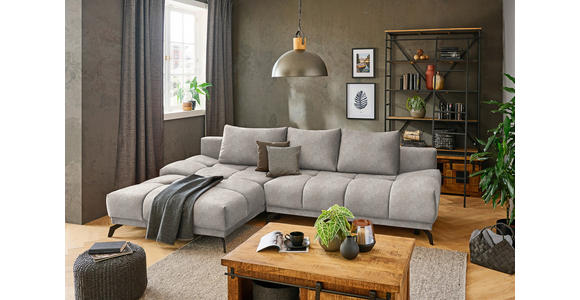 ECKSOFA in Chenille Sandfarben  - Sandfarben/Schwarz, MODERN, Textil/Metall (182/290cm) - Hom`in