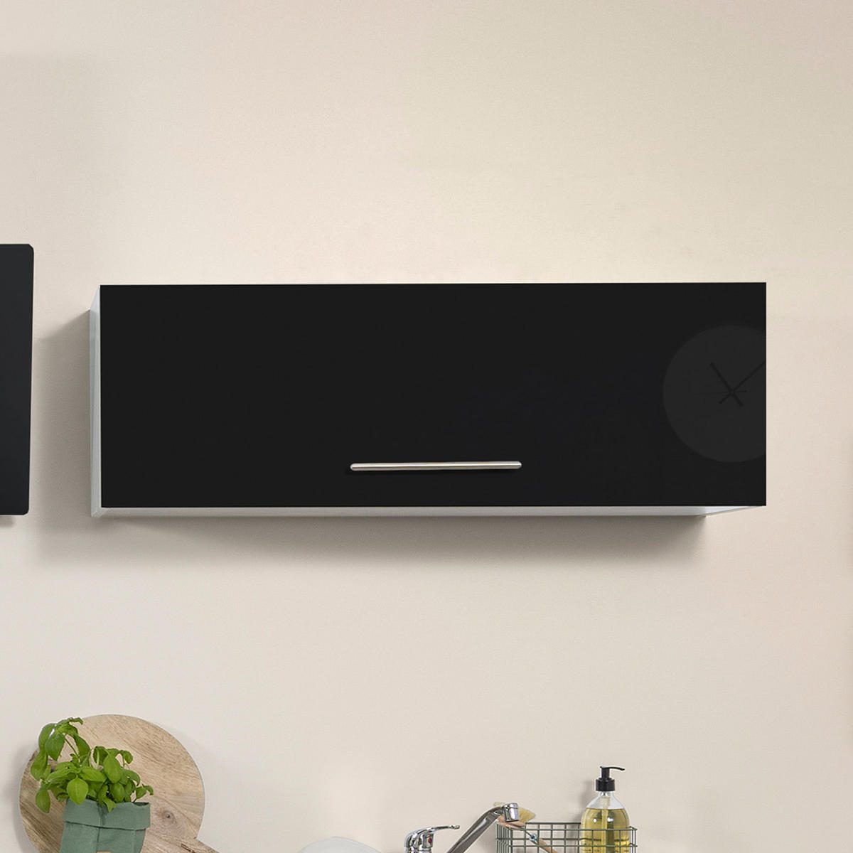 KÜCHENBLOCK 310 cm   in Schwarz, Weiß  - Edelstahlfarben/Schwarz, KONVENTIONELL, Holzwerkstoff/Metall (310cm) - Respekta