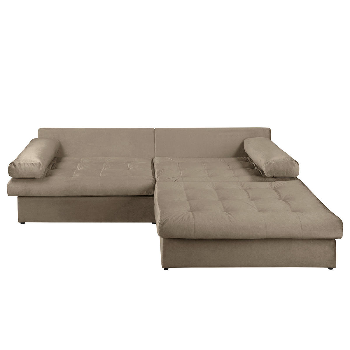 ECKSOFA Naomi in Velours Braun Rückenkissen  284/243 cm  - Schwarz/Braun, Design, Kunststoff/Textil (284/243cm) - P & B