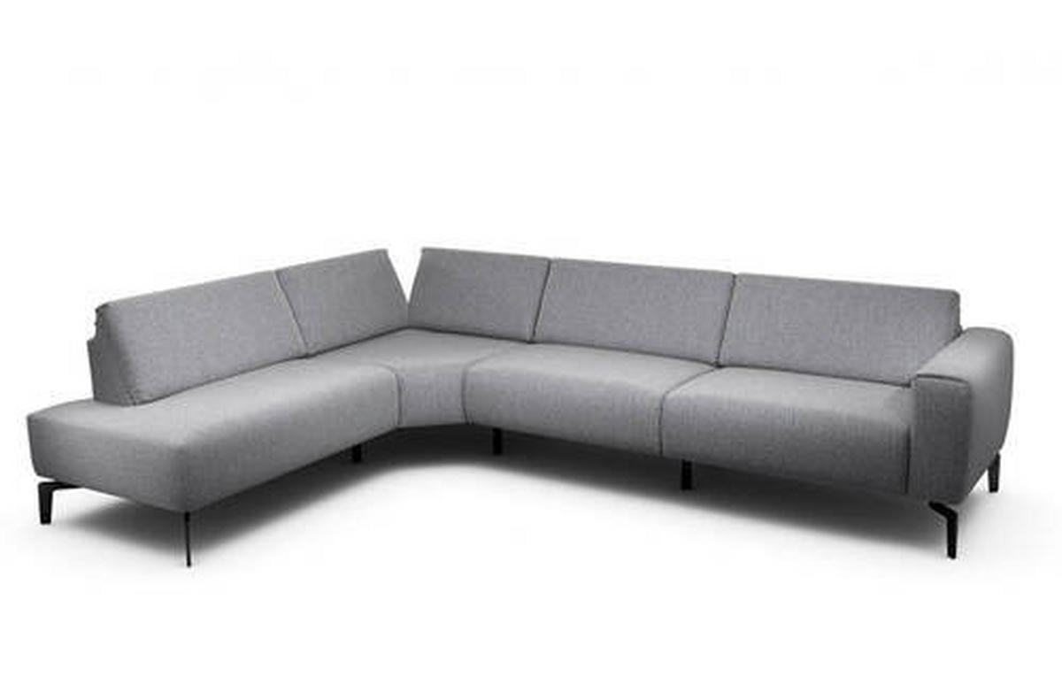 ECKSOFA in Chenille Anthrazit  213/296 cm  - Anthrazit/Schwarz, Design, Textil/Metall (213/296cm) - SENSOO