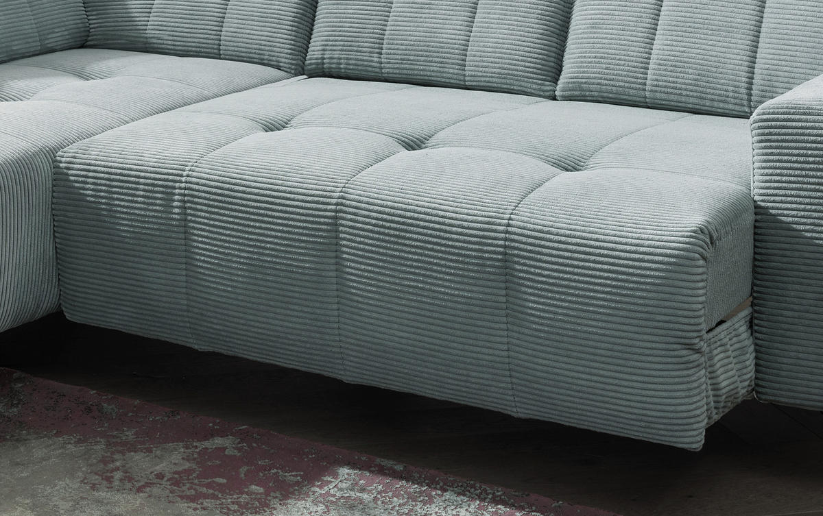 ECKSOFA in Cord Hellblau  - Schwarz/Hellblau, Modern, Textil/Metall (200/261cm) - Livetastic
