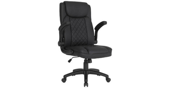 CHEFSESSEL in Lederlook Schwarz - Schwarz, Design, Kunststoff/Textil (63,5/107,5-117/68cm) - Carryhome