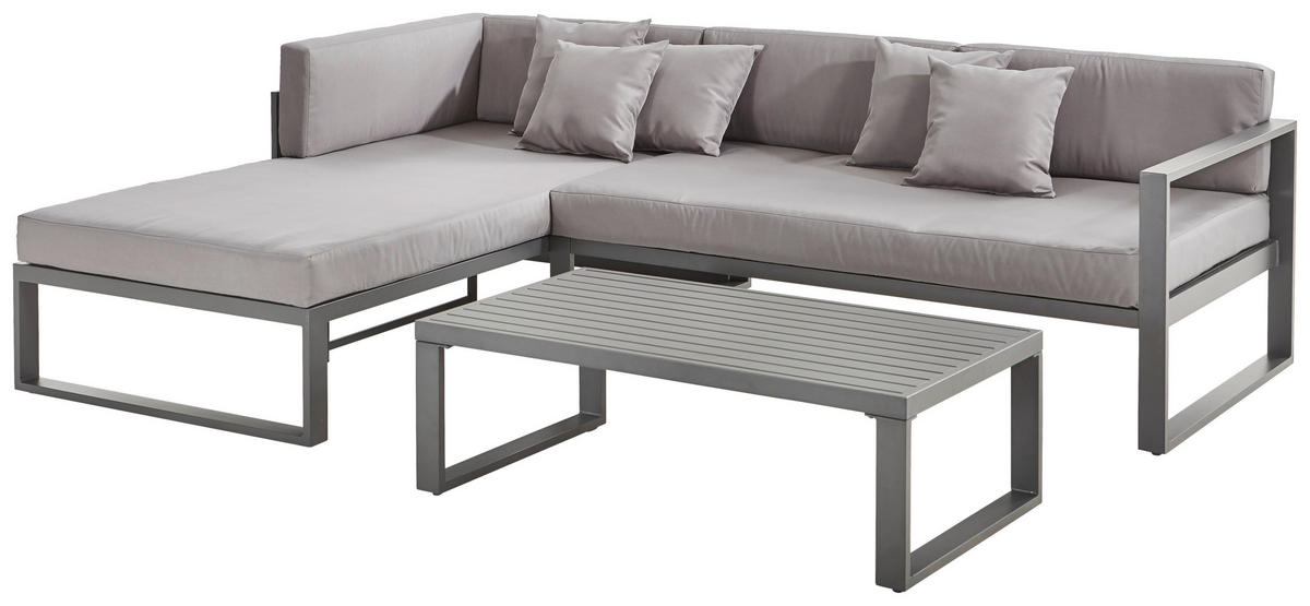 LOUNGE GARNITURA   metal, tekstil  antracit, siva    - siva/antracit, Moderno, metal/tekstil (180/248cm) - Ambia Garden