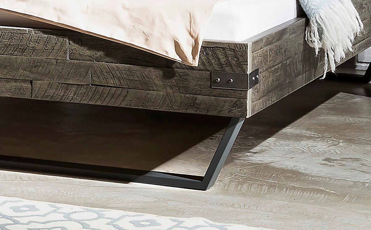 BETT 140/200 cm  in Anthrazit, Grau, Akaziefarben   - Anthrazit/Grau, Modern, Holz/Metall (140/200cm) - Hasena