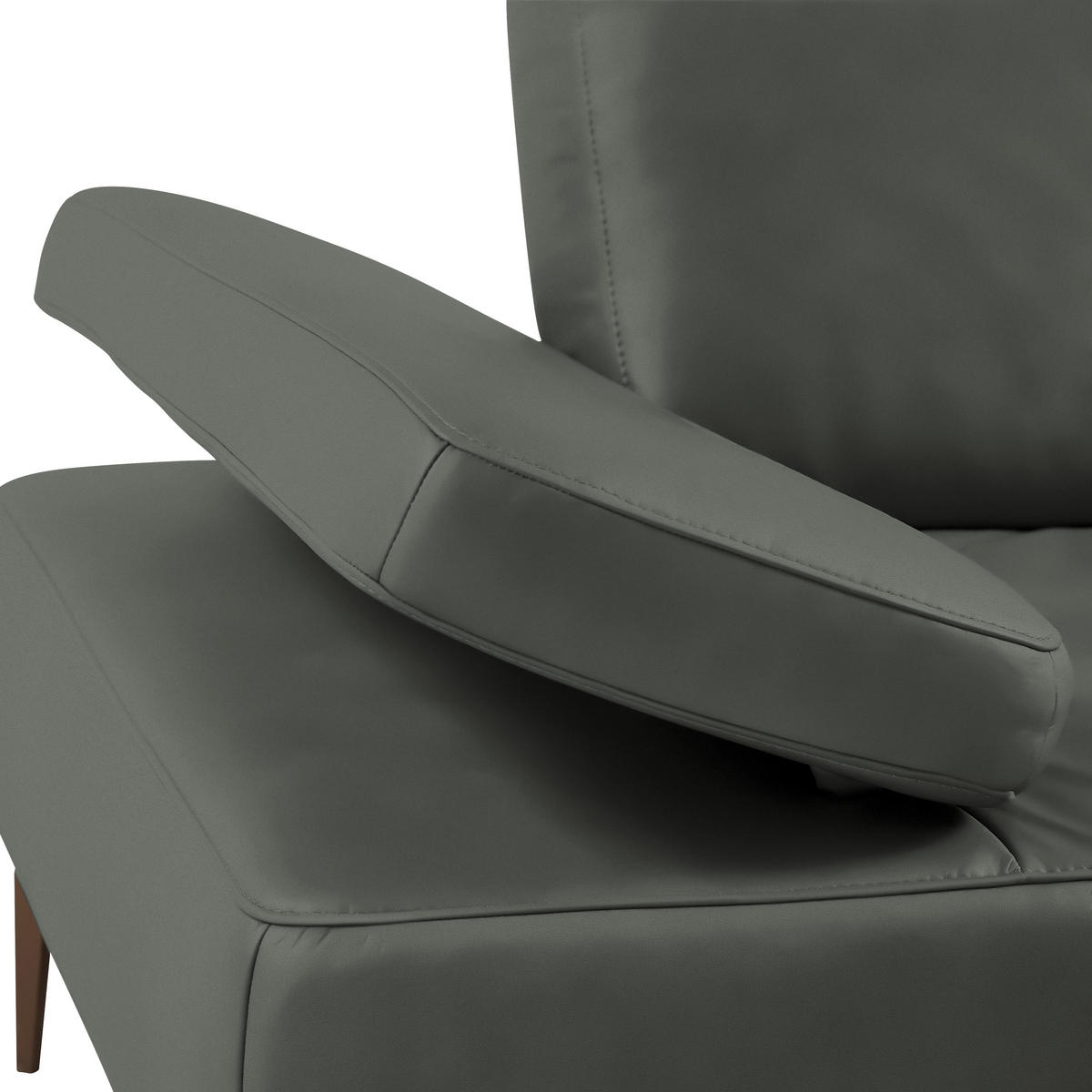 ECKSOFA in Echtleder Anthrazit  - Anthrazit/Bronzefarben, Design, Leder/Holz (314/176cm) - Valnatura
