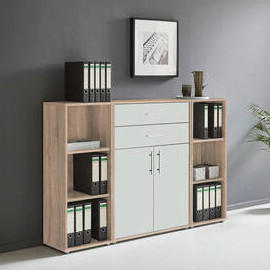 AKTENSCHRANK Weiß, Sonoma Eiche  - Weiß/Sonoma Eiche, MODERN, Holzwerkstoff (172,6/113,6/33cm) - MID.YOU