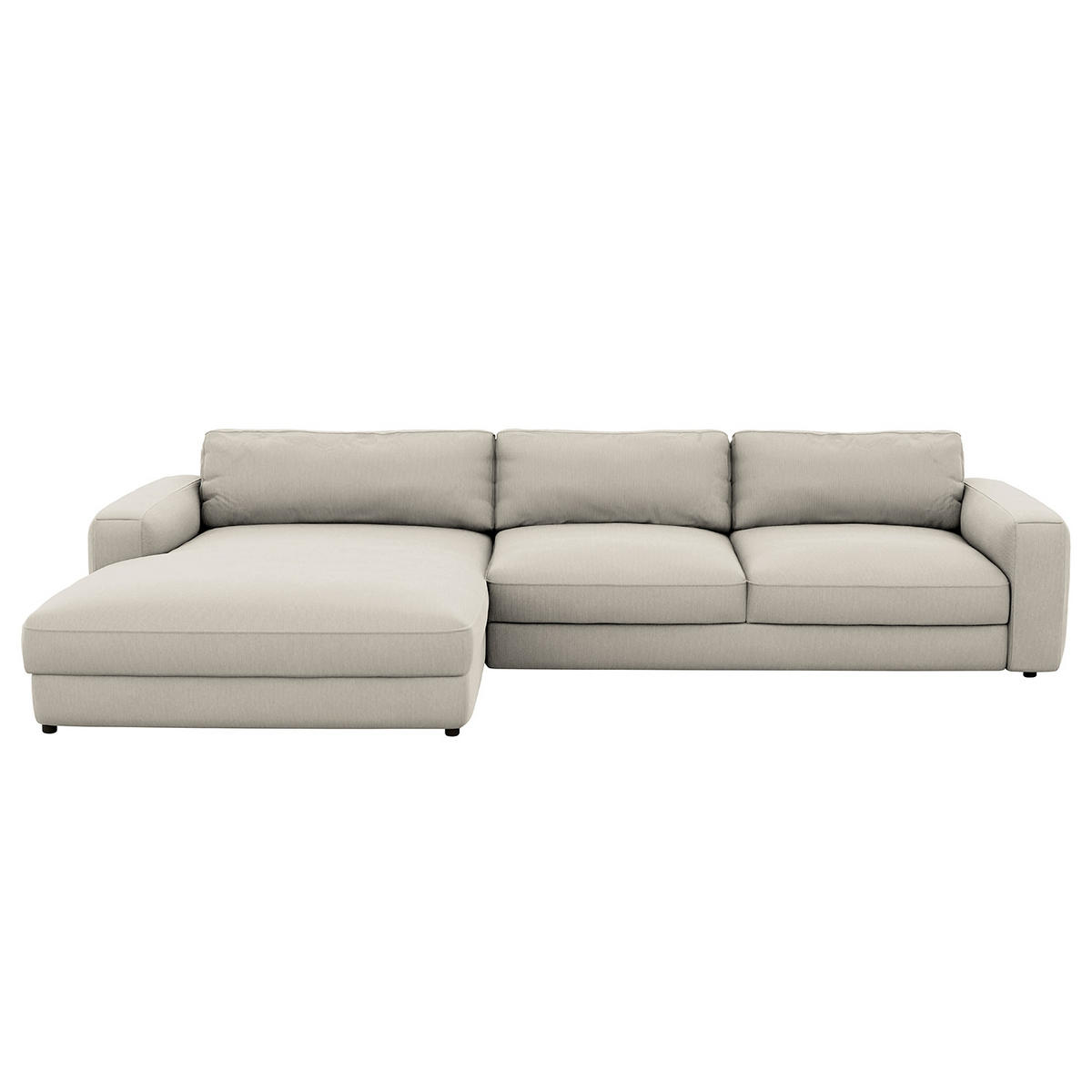 ECKSOFA in Cord Grau  - Schwarz/Grau, Modern, Textil (176/84/303cm) - Trendmanufaktur