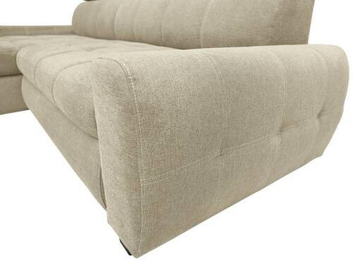 ECKSOFA Beige Webstoff  - Beige/Schwarz, Design, Kunststoff/Textil (276/173cm) - Stylife