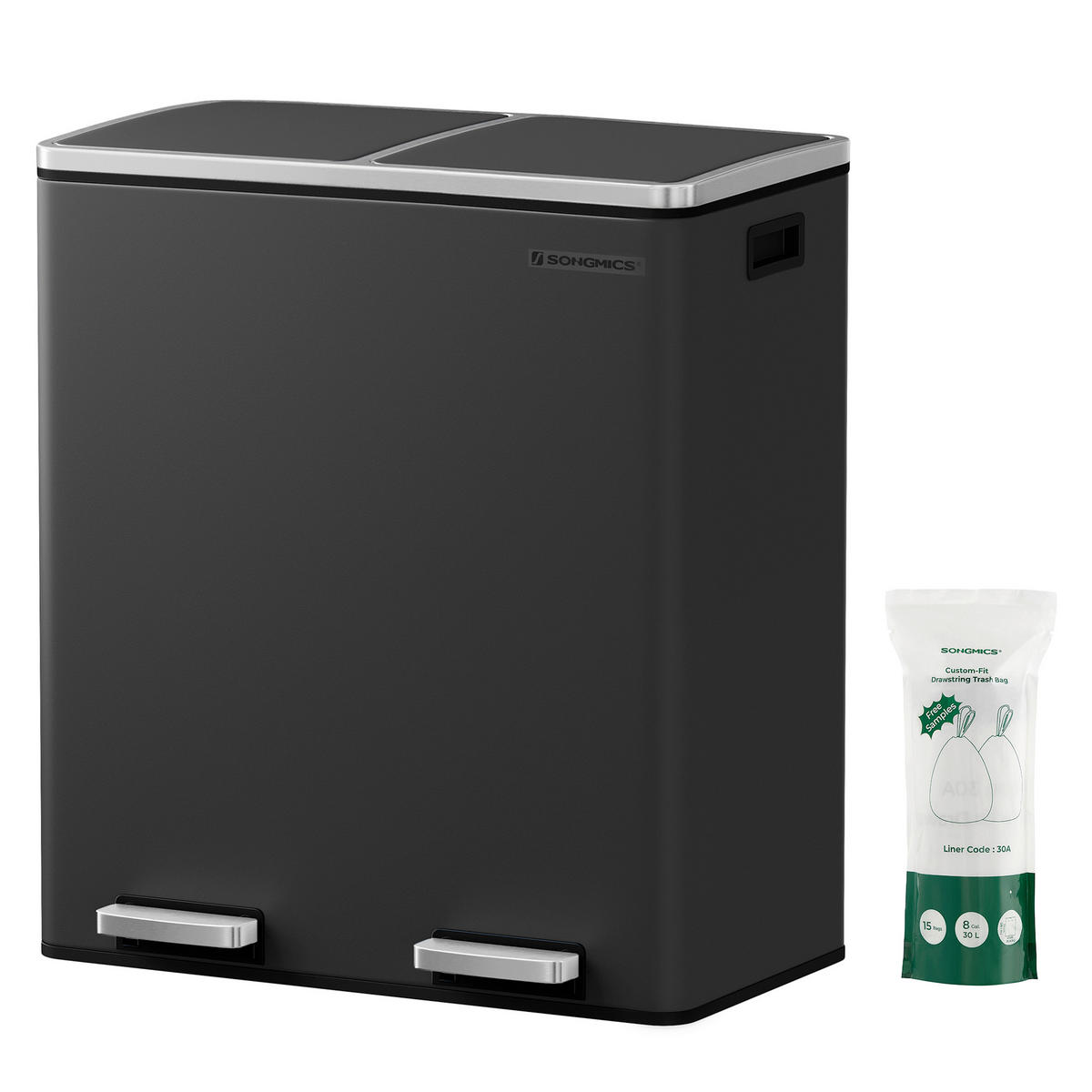 KOŠ NA ODPADKY  60 l - černá, Basics, kov/plast (58,5/65/32cm)