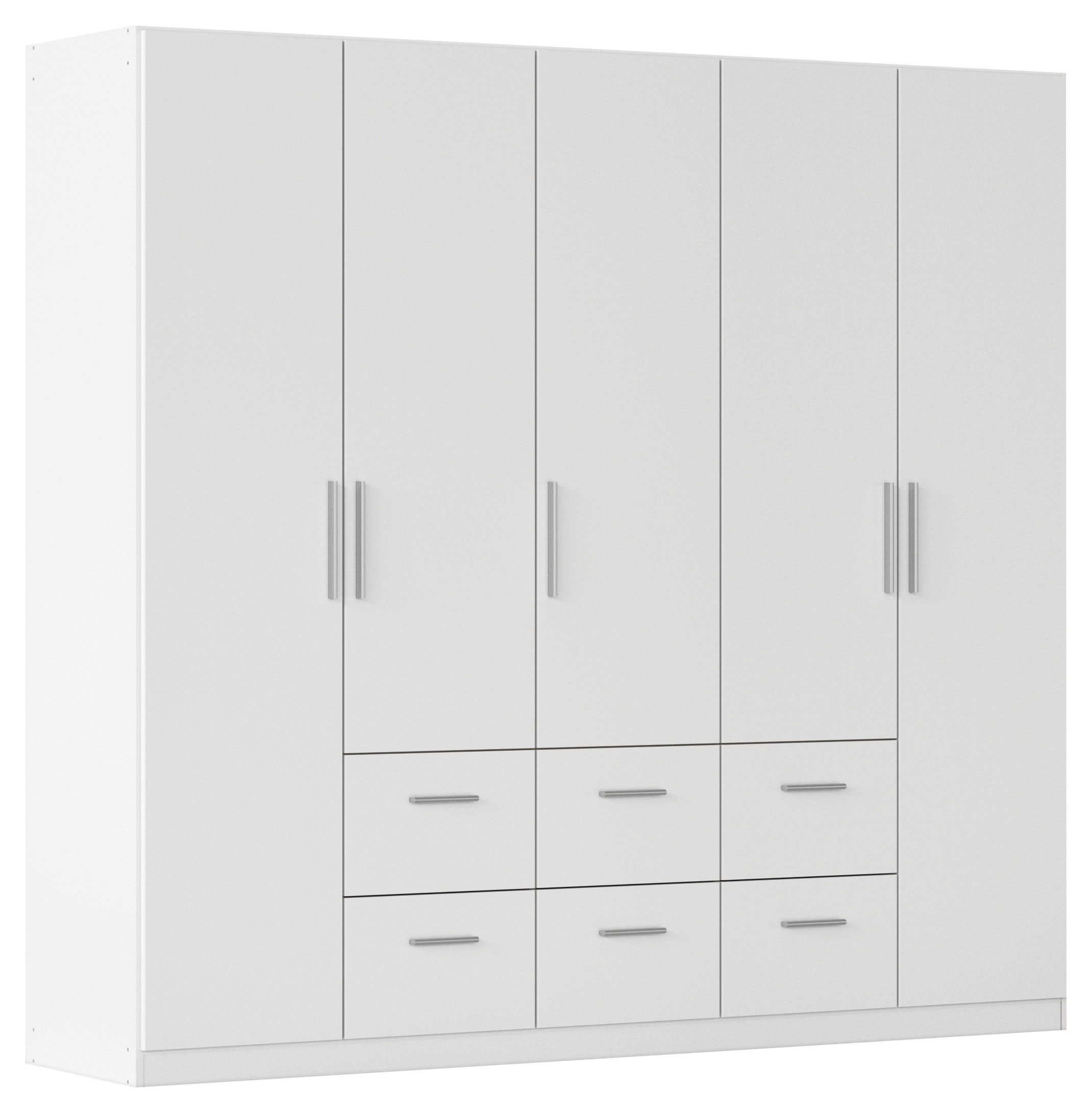 DREHTÜRENSCHRANK 226/210/54 cm,  in Weiß, 5-türig  - Alufarben/Weiß, KONVENTIONELL, Holzwerkstoff/Kunststoff (226/210/54cm) - home24