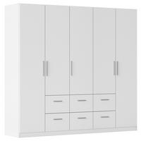 DREHTÜRENSCHRANK 226/210/54 cm,  in Weiß, 5-türig  - Alufarben/Weiß, KONVENTIONELL, Holzwerkstoff/Kunststoff (226/210/54cm) - home24