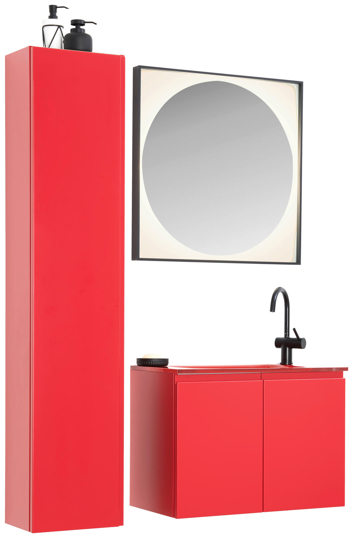 BADEZIMMER  in 70 cm  - Rot, Design, Glas/Holzwerkstoff (70cm) - Dieter Knoll
