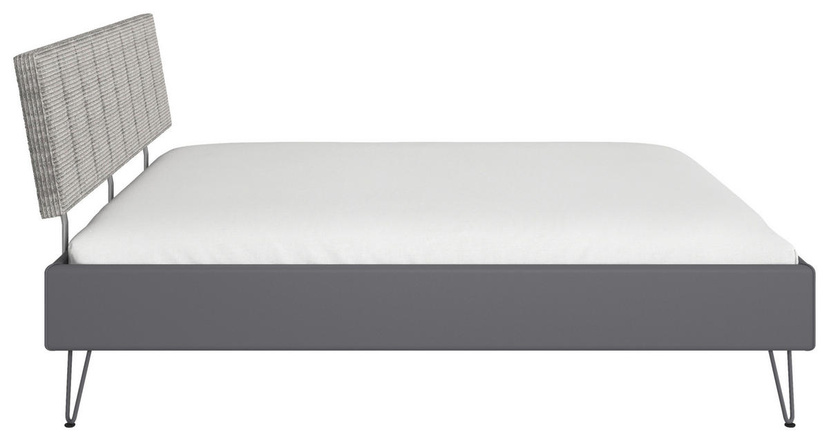 BETT 180/200 cm,  in Grau,  - Grau, Design, Textil/Metall (180/200cm) - Carryhome