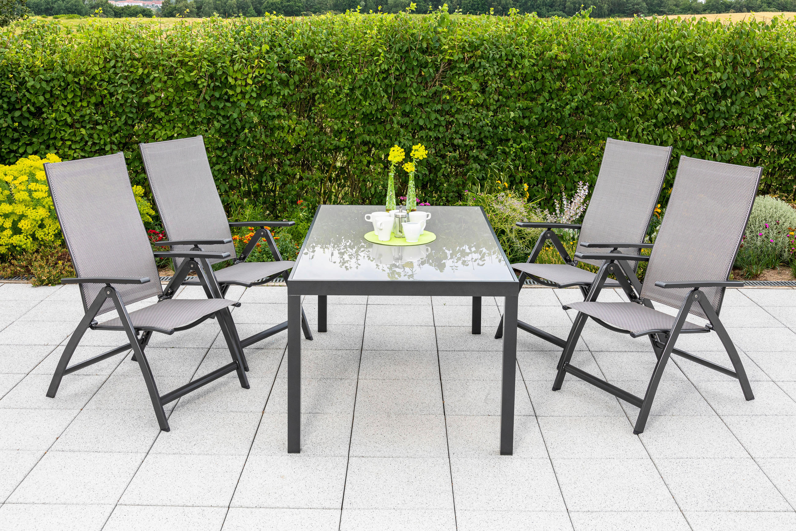 GARTENSET Aluminium  - Graphitfarben/Braun, MODERN, Textil/Metall - Gardenson