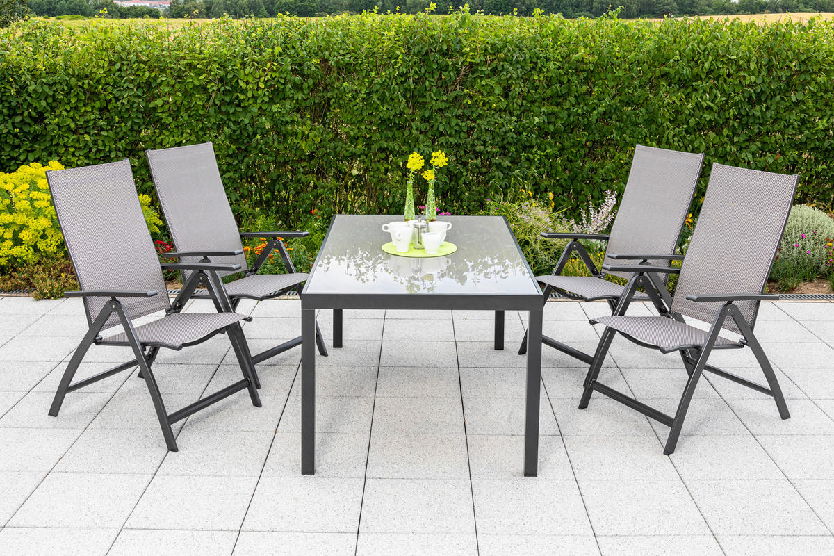 GARTENSET Aluminium  - Graphitfarben/Braun, MODERN, Textil/Metall - Gardenson