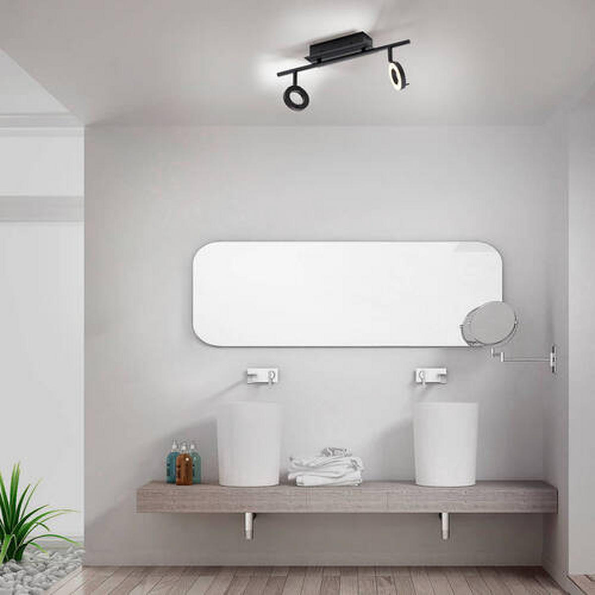 BADEZIMMER-DECKENLEUCHTE    50,5/18/19 cm  - Anthrazit, Design, Kunststoff/Metall (50,5/18/19cm) - Paul Neuhaus