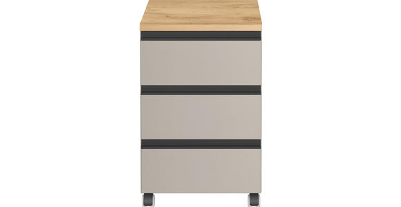 ROLLCONTAINER 40/63/50 cm - Eichefarben/Schwarz, MODERN, Holzwerkstoff/Kunststoff (40/63/50cm) - Novel