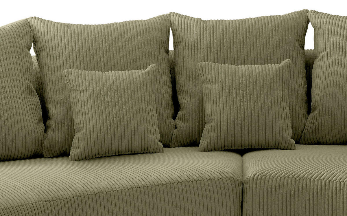 CANAPEA MODULARĂ textil măsliniu  - măsliniu/negru, Design, plastic/textil (300/160cm) - Livetastic