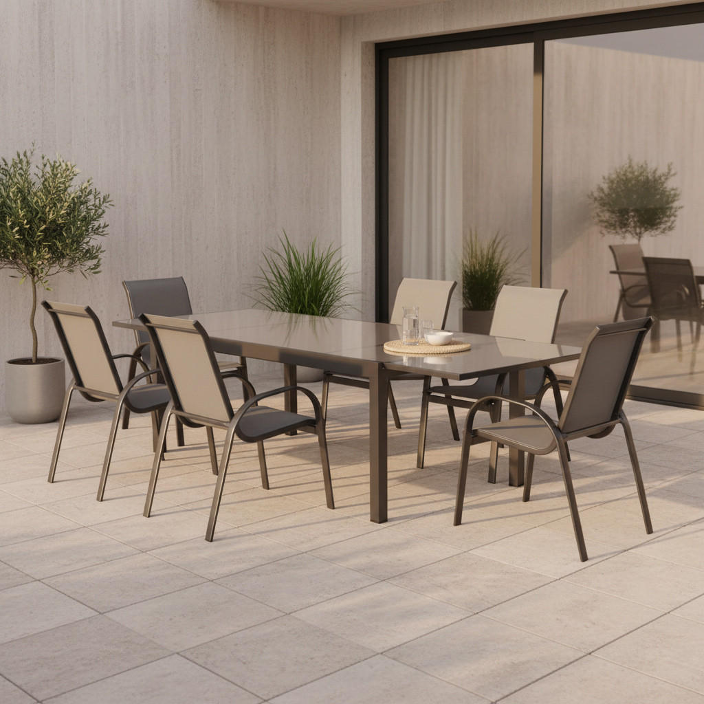 GARTENSET 7-teilig  - Graphitfarben/Grau, MODERN, Textil/Metall - Gardenson