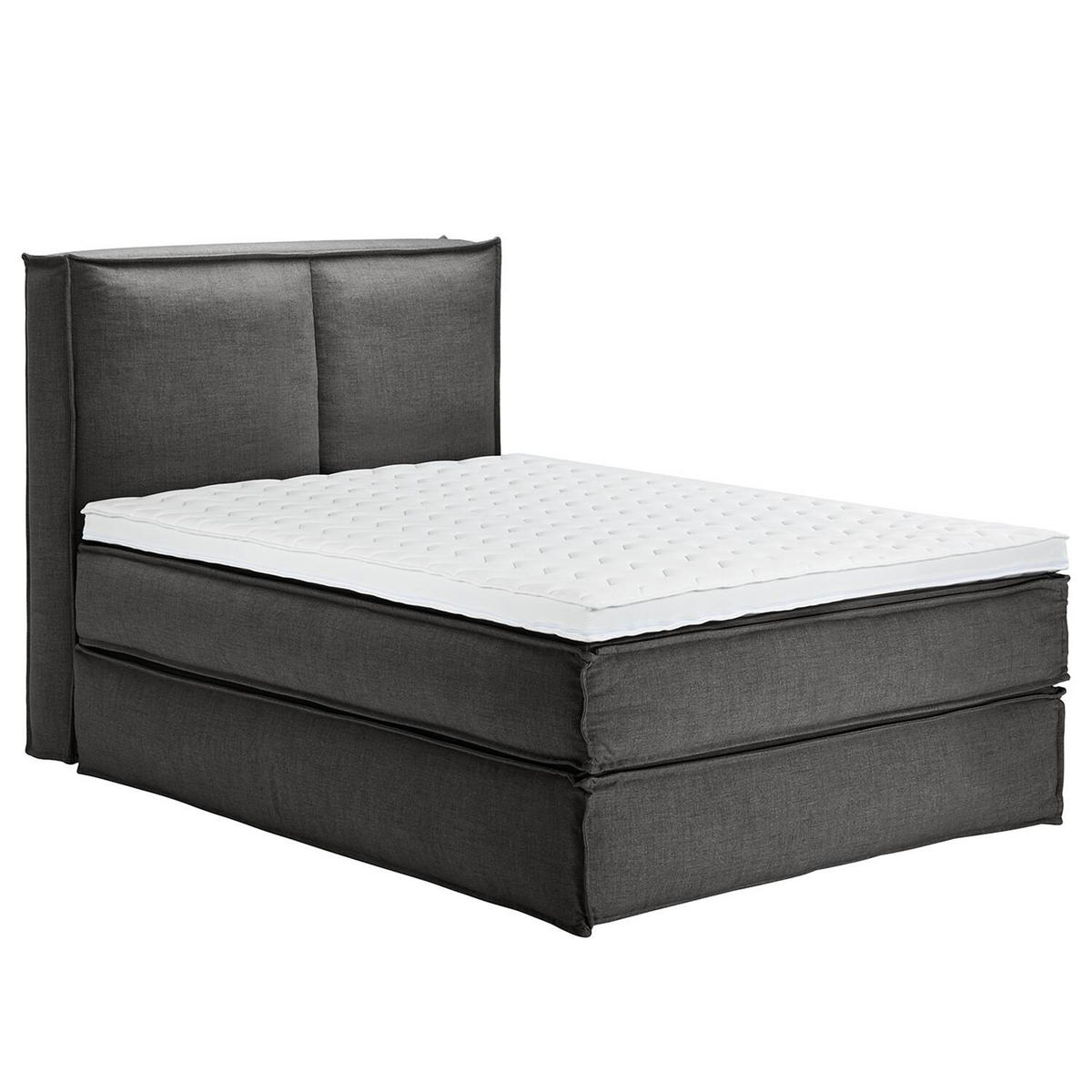 BOXSPRINGBETT 140/200 cm  in Anthrazit  - Anthrazit/Schwarz, Design, Textil (140/200cm) - home24