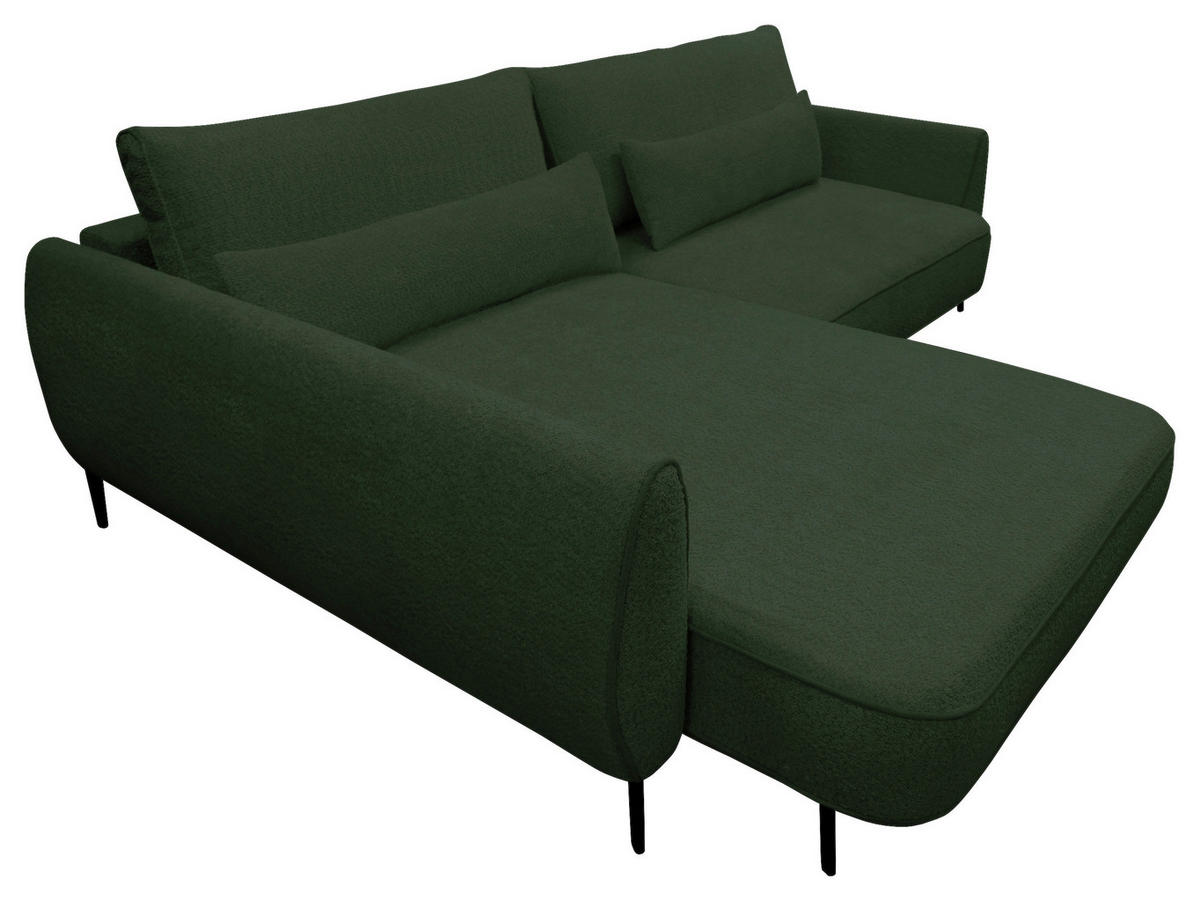ECKSOFA Dunkelgrün Bouclé  - Dunkelgrün/Creme, Design, Textil/Metall (204/273cm) - MID.YOU