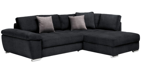 ECKSOFA in Webstoff Grau, Schwarz  - Chromfarben/Anthrazit, Design, Kunststoff/Textil (276/212cm) - Carryhome