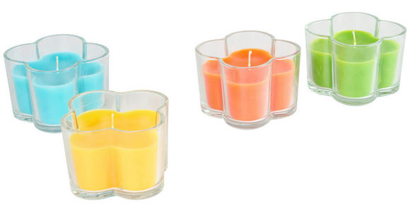 KERZE IM GLAS - Türkis/Gelb, Basics, Glas/Paraffin (12,5/8,5cm) - Ambia Home