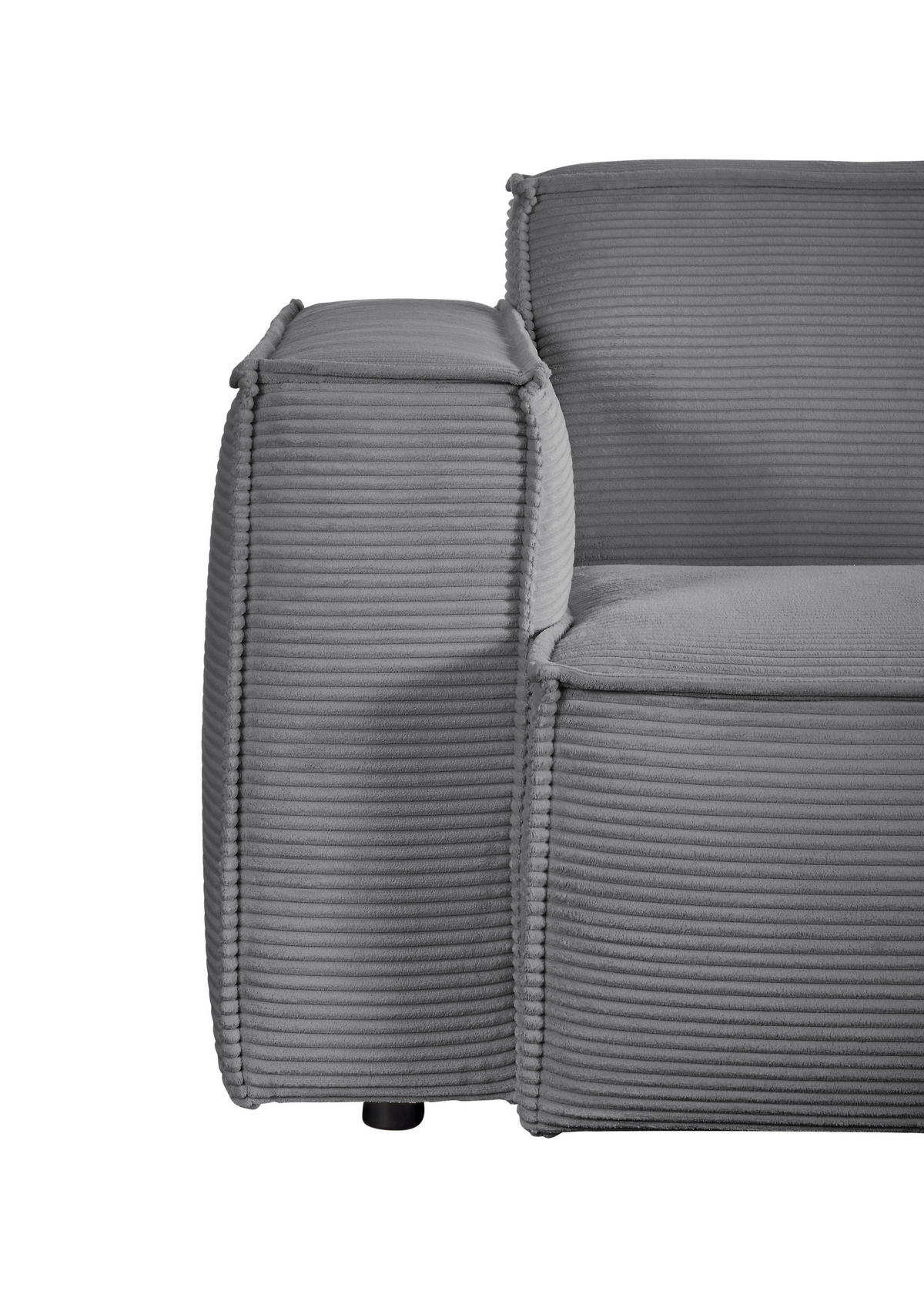 ECKSOFA in Cord Dunkelgrau  254/224 cm  - Dunkelgrau/Schwarz, KONVENTIONELL, Kunststoff/Textil (254/224cm) - Hom`in
