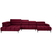 WOHNLANDSCHAFT in Webstoff Rot  - Rot/Schwarz, Design, Textil/Metall (216/385/177cm) - Welnova