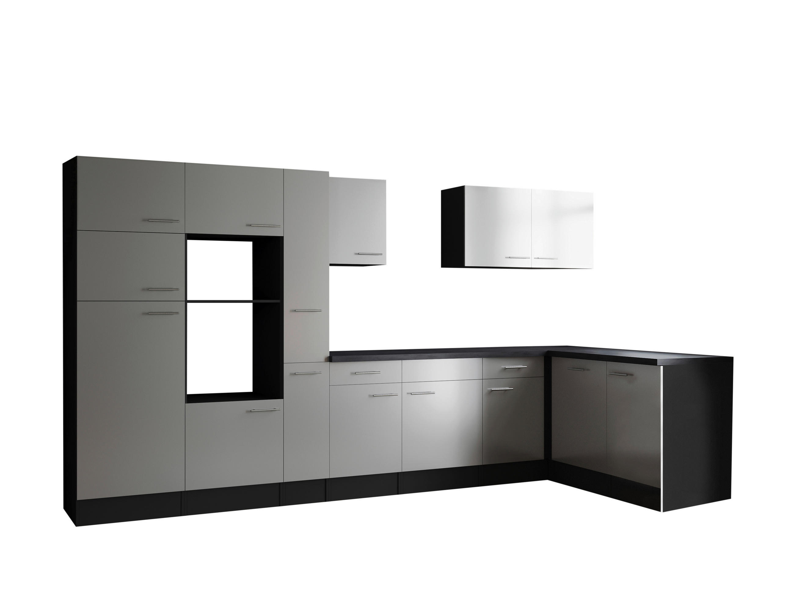 ECKKÜCHE 370/172 cm  in Grau, Weiß  - Silberfarben/Weiß, Design, Holzwerkstoff/Metall (370/172cm) - Respekta