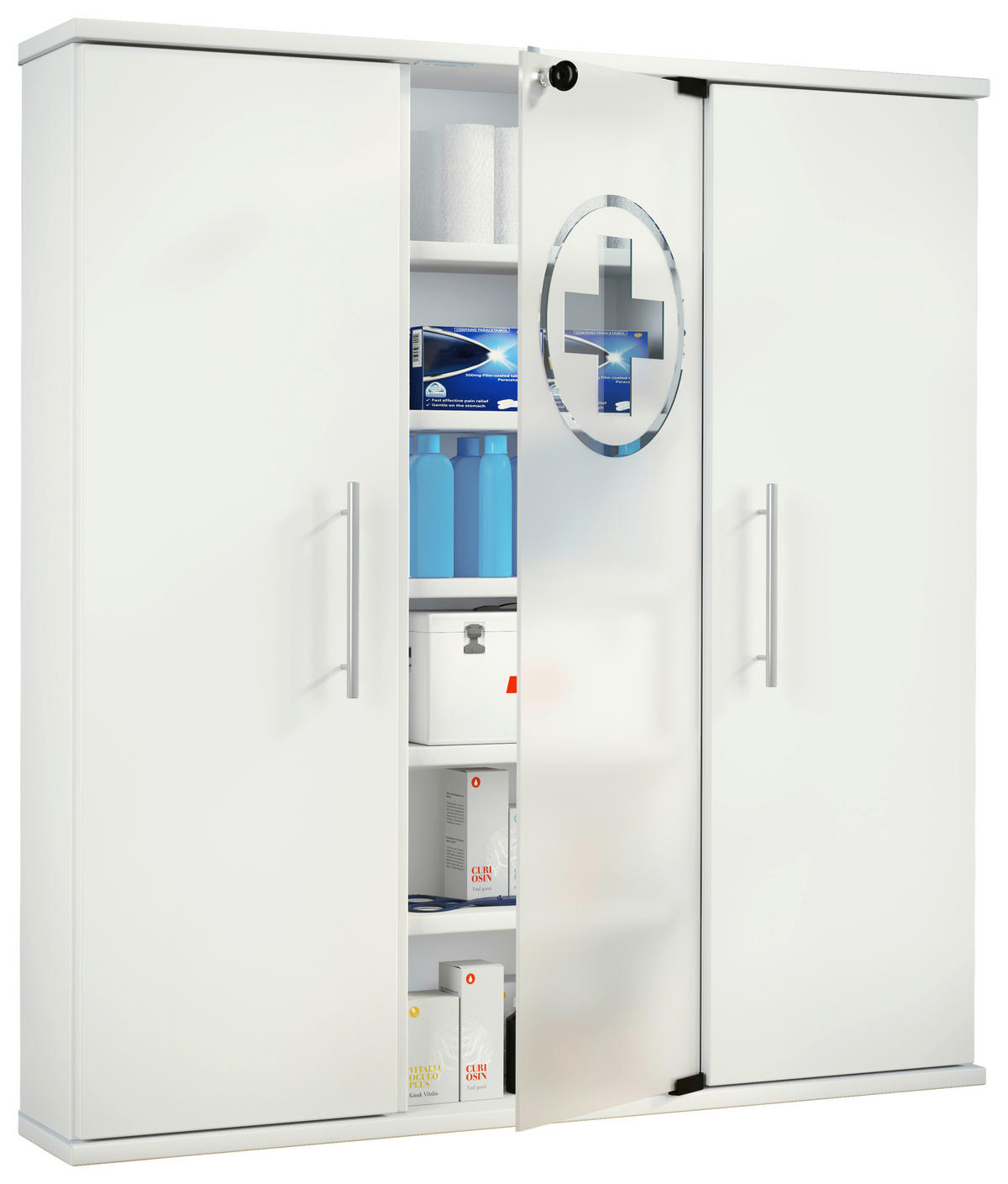 MEDIZINSCHRANK - Weiss/Silberfarben, Modern, Glas/Holzwerkstoff (86/91,5/18cm) - MID.YOU