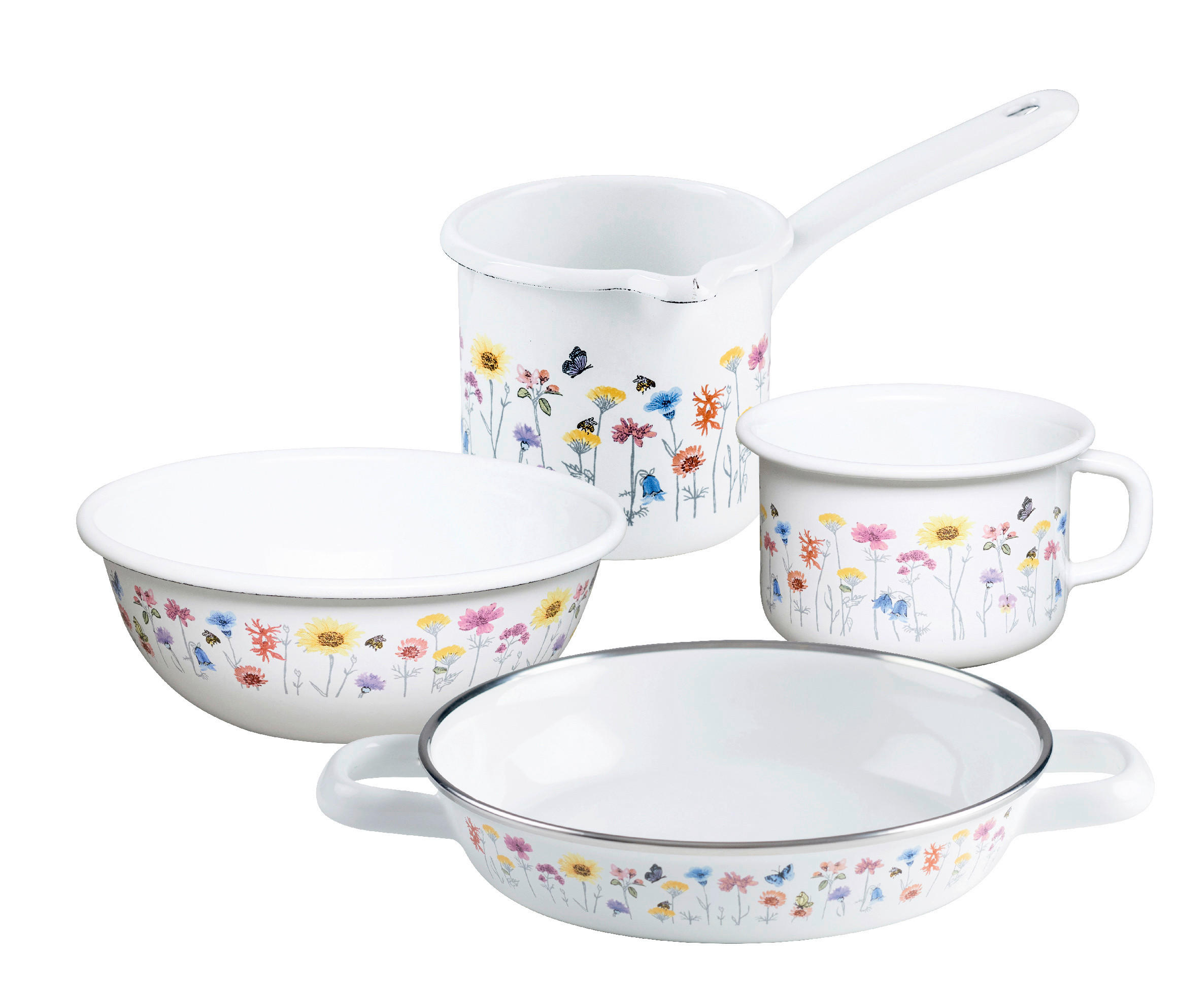 KOCHTOPFSET Flora 4-teilig  - Multicolor, Basics, Metall (41,60/23,80/17,30cm) - Riess