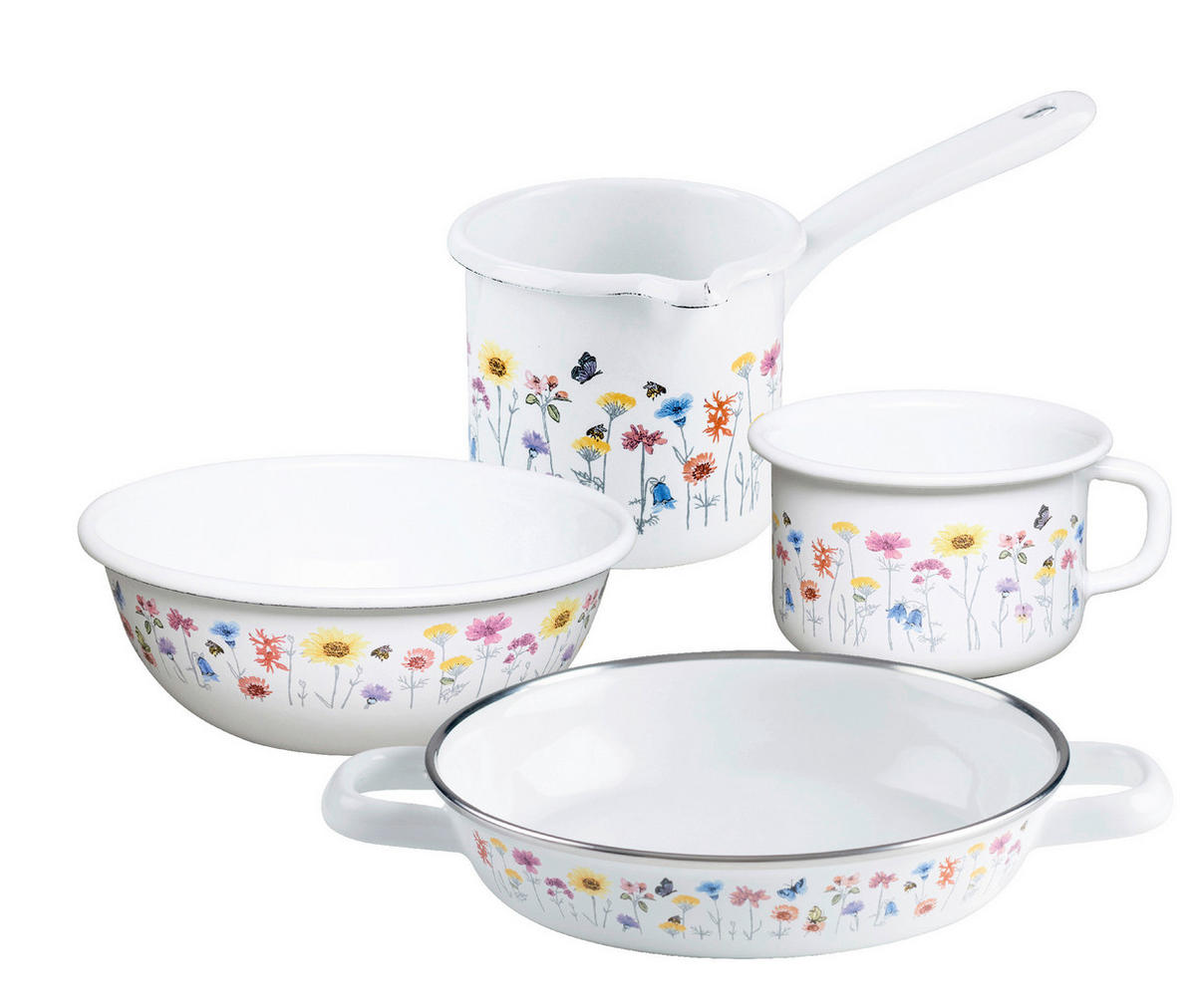 KOCHTOPFSET Flora 4-teilig  - Multicolor, Basics, Metall (41,60/23,80/17,30cm) - Riess