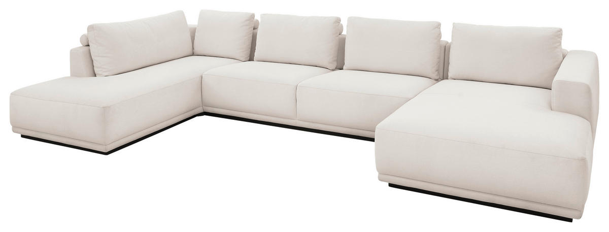 WOHNLANDSCHAFT Weiß Chenille  - Schwarz/Weiß, Design, Kunststoff/Textil (204/397/166cm) - Musterring