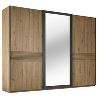 SCHWEBETÜRENSCHRANK in Graphitfarben, Eiche Artisan  - Graphitfarben/Eiche Artisan, Konventionell, Glas/Holzwerkstoff (270/210/63cm) - Ti'me