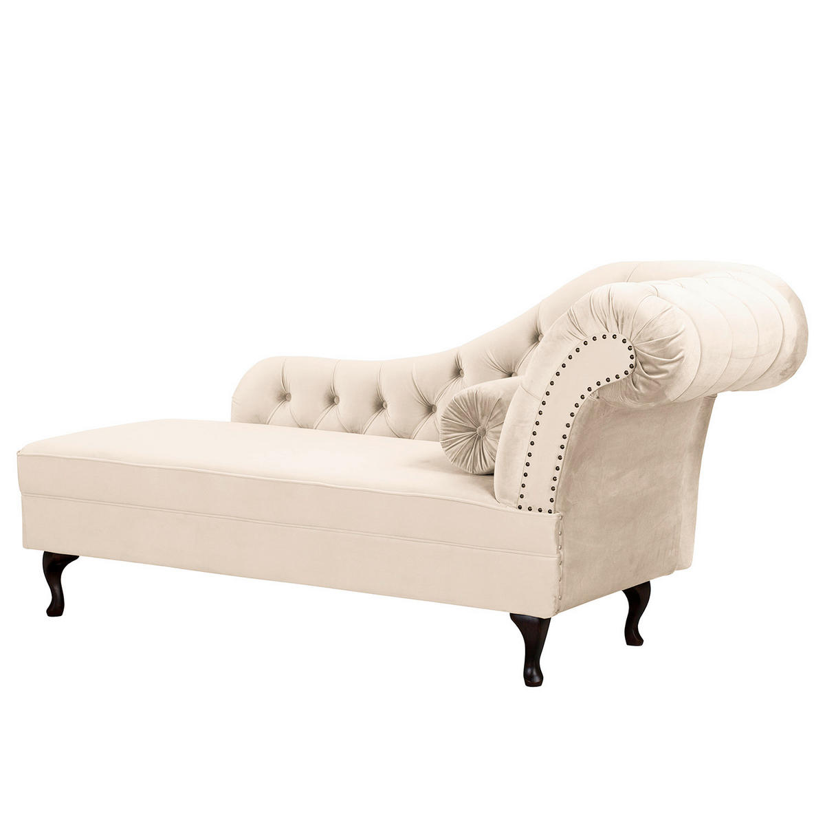 RÉCAMIERE Samt Creme  - Creme/Braun, Design, Holz/Textil (185/93/75cm) - Livetastic