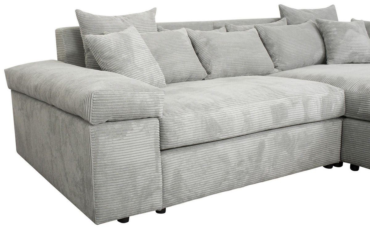 ECKSOFA Grau Cord Zierkissen, Rückenkissen, Rücken echt  - Schwarz/Grau, MODERN, Kunststoff/Textil (300/208cm) - Carryhome