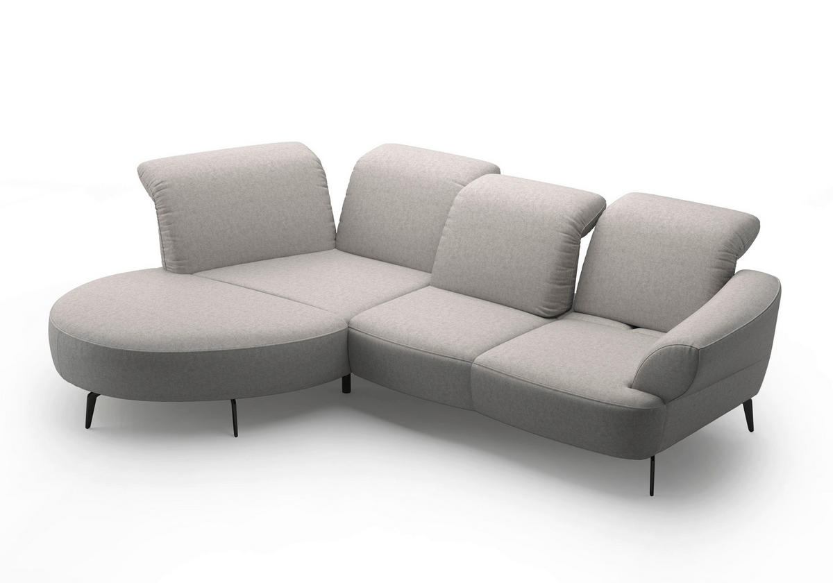 ECKSOFA DANCE E Hellgrau Flachgewebe  - Hellgrau/Schwarz, MODERN, Textil/Metall (208/313cm) - Sit & More