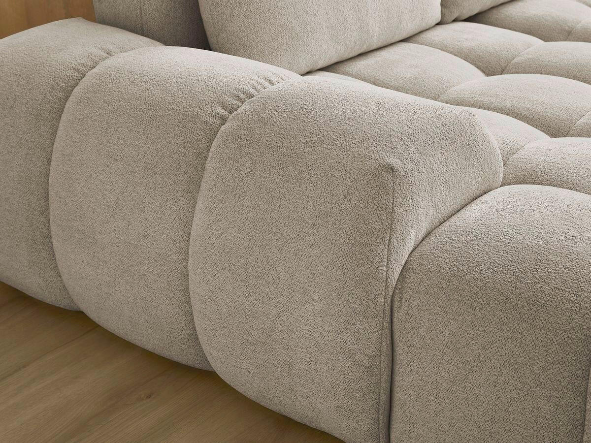 ECKSCHLAFSOFA EVEREST  mit Rücken echt, Armteil links, Armteil rechts Flachgewebe Taupe  - Taupe/Schwarz, MODERN, Kunststoff/Textil (423/212/90cm)