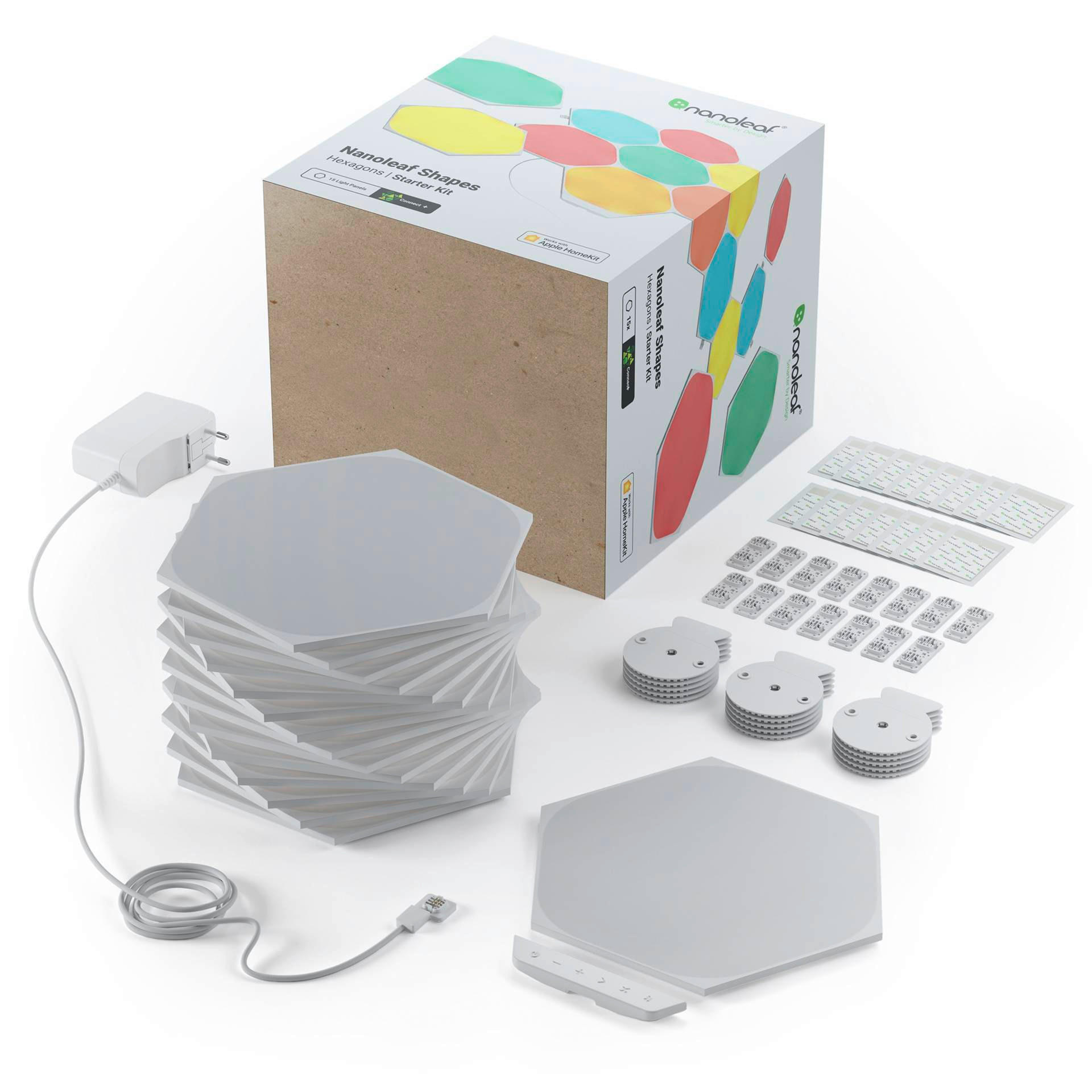 NANOLEAF HEXAGONS 15ER NANOLEAF SHAPES 23/0,6/20 cm   - Weiß, Basics, Kunststoff (23/0,6/20cm)