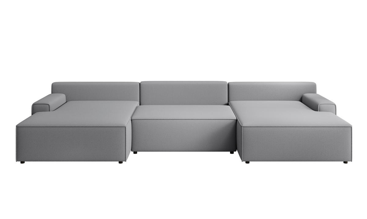 WOHNLANDSCHAFT CHALLENGE Grau Struktur  - Schwarz/Grau, MODERN, Kunststoff/Textil (168/333/168cm) - Trendmanufaktur