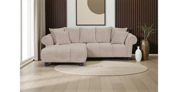 ECKSOFA Beige Plüsch Zierkissen, Rückenkissen, Rücken echt  - Dunkelbraun/Beige, KONVENTIONELL, Holz/Textil (190/288cm) - Carryhome